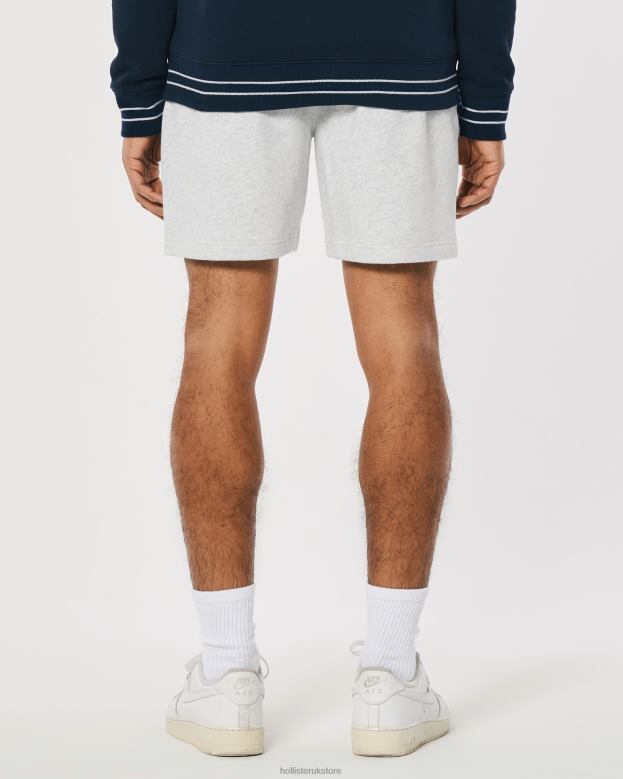 Bottoms Hollister Men Logo Icon Terry Fleece Shorts 7\\ 488201154 Light Heather Grey